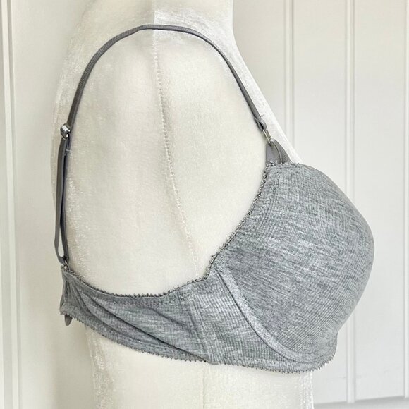 Nautica Intimates Heather Gray Jersey Knit Push-up Lined T-shirt Bra - 38C - Picture 4 of 7